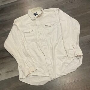 Wrangler Cowboy Cut 70s White Western Button Down Shirt Regular Fit X-Long Tails
